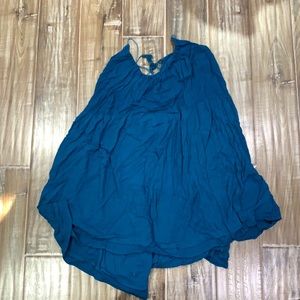 Blue, high low dress with adjustable staps